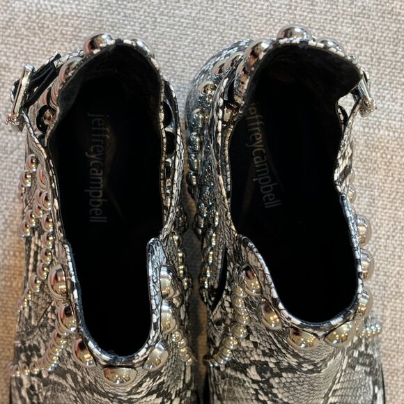 Jeffrey Campbell Rylance Studded Grey Snake Silver Ankle Bootie - Picture 7 of 8
